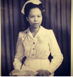 My grandmother, Rosalina, a 1st Sgt in the US Army during WWII, before she ever became a citizen. She met my grandfather while he was a guerilla fighter during the war.